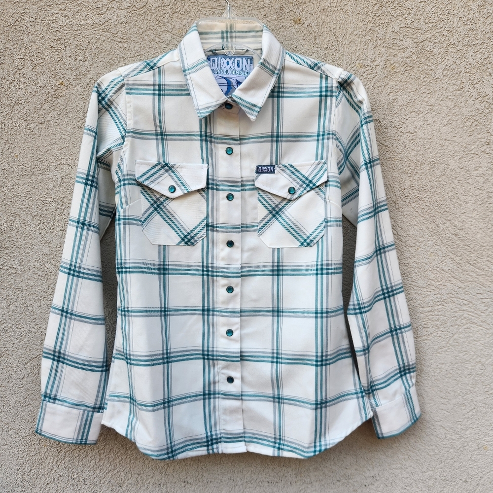 DIXXON Flannel Women's Whistler Blouse Small Plaid White Green Western Top